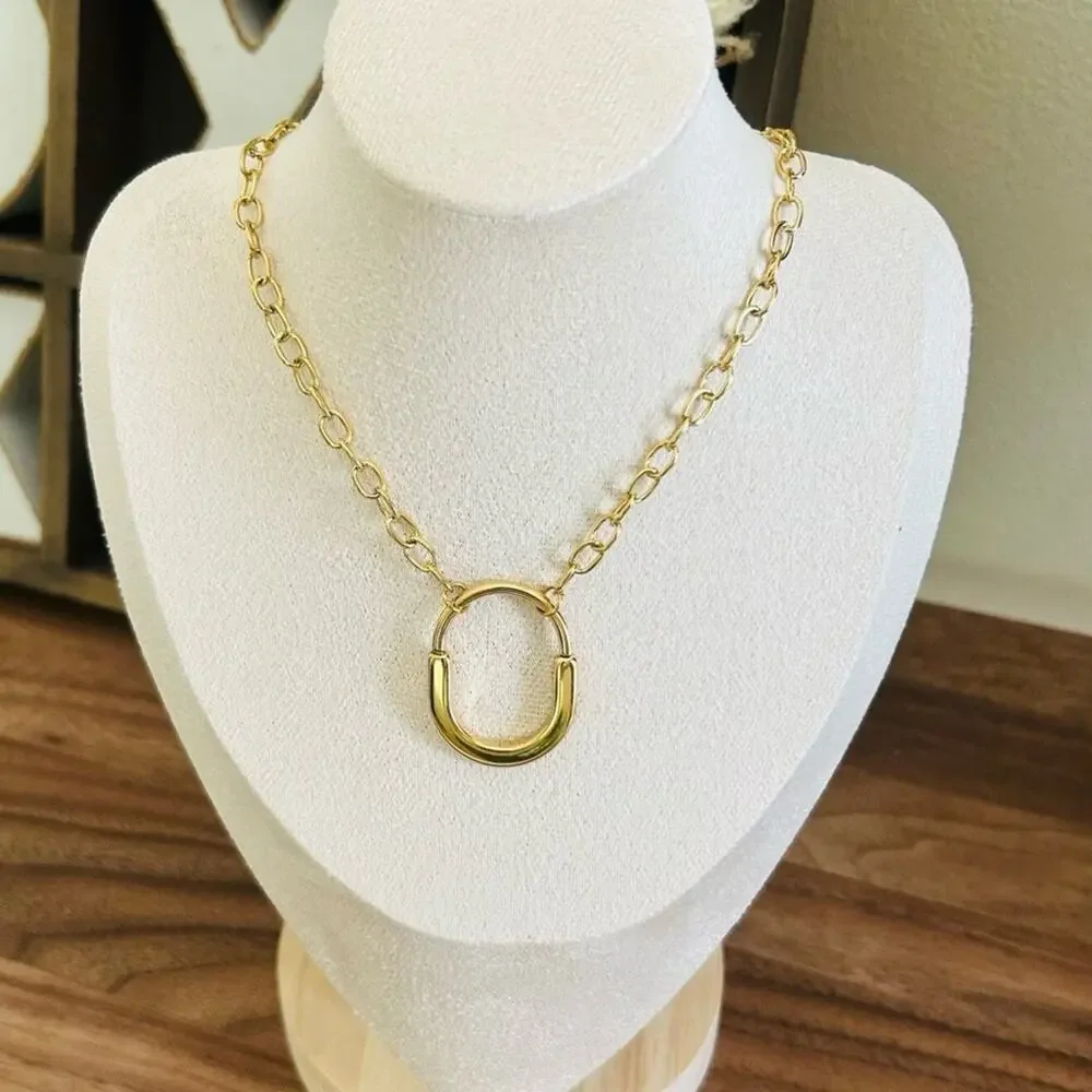 18K Gold Plated Equestrian Link Necklace